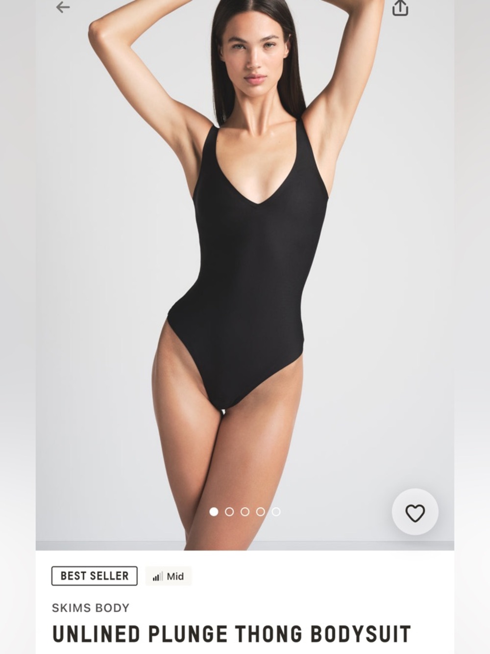 SKIMS Black Unlined Plunge Thong Bodysuit